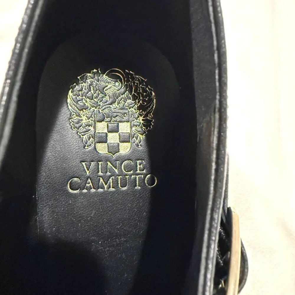 NWOT Vince Camuto Vonilesa Leather Buckle‎ Zip High Heel Bootie City Black 9.5